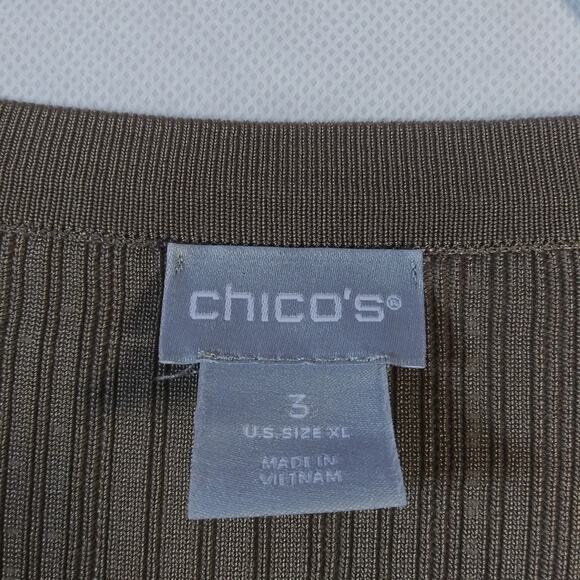 Chico's Flat-Back Ribbed Cardigan Tan Casual Office Size XL - Picture 6 of 12